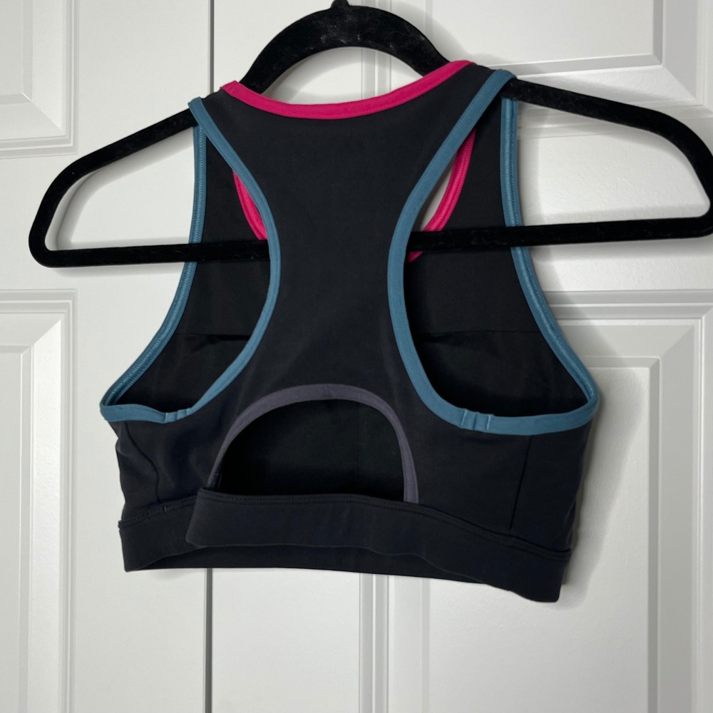 Peloton Padded Sports Bra Black Pink Blue Racerback Size Small - Picture 4 of 8